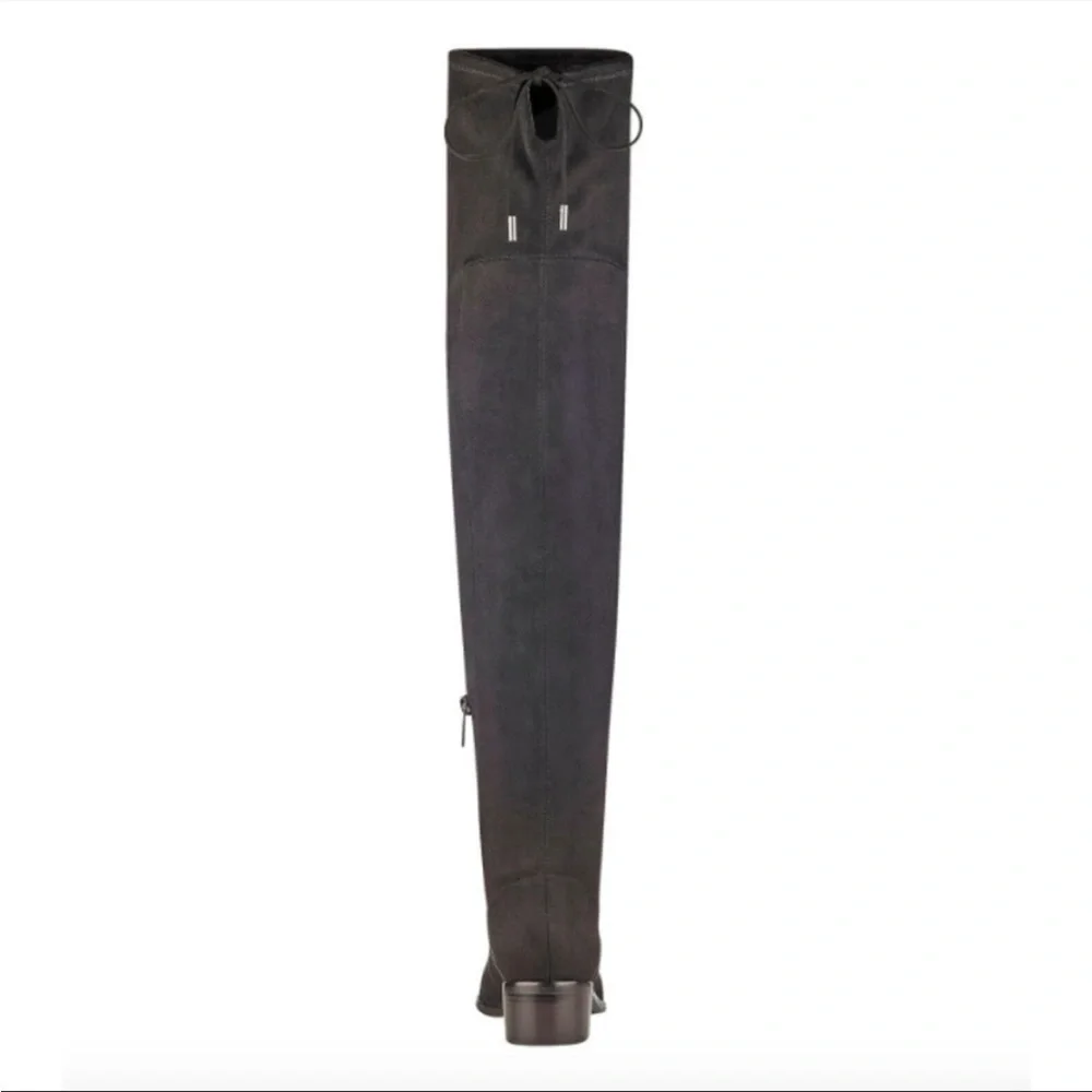 New! MARC FISHER Yuna Over the Knee Tie Back Boot Taupe Gray Size 8